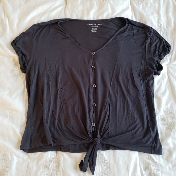 American Eagle Outfitters Tops - American Eagle Tie-Front Button Down Top size XL